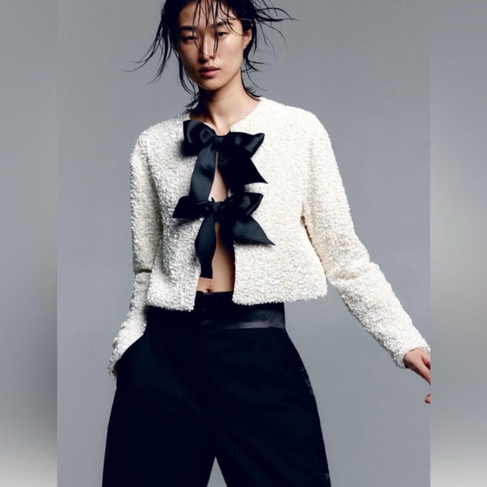 H&M Viral Sequin Bow Jacket / Top